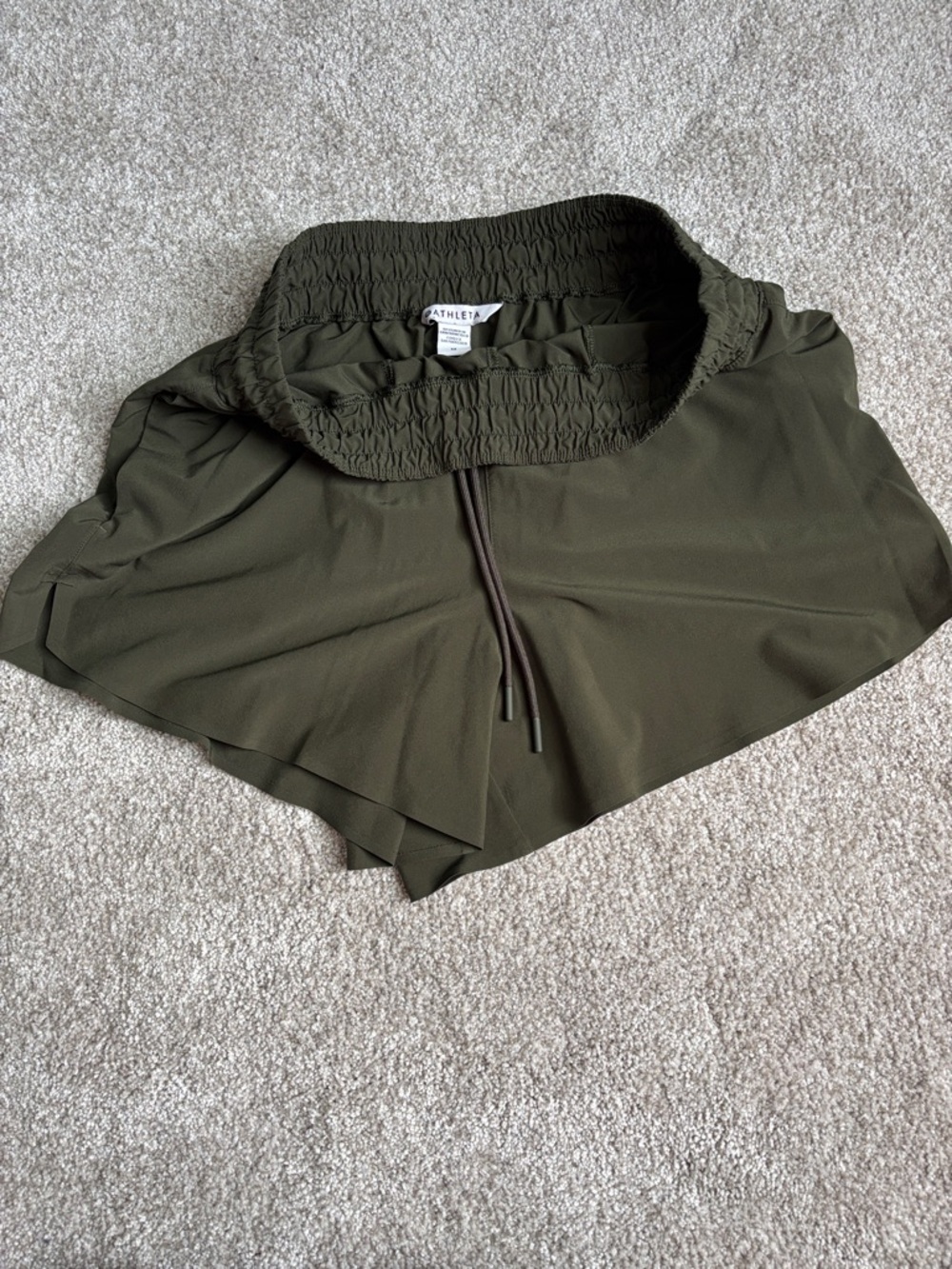 Athleta Dark Olive Athletic Short with Drawstring Waist